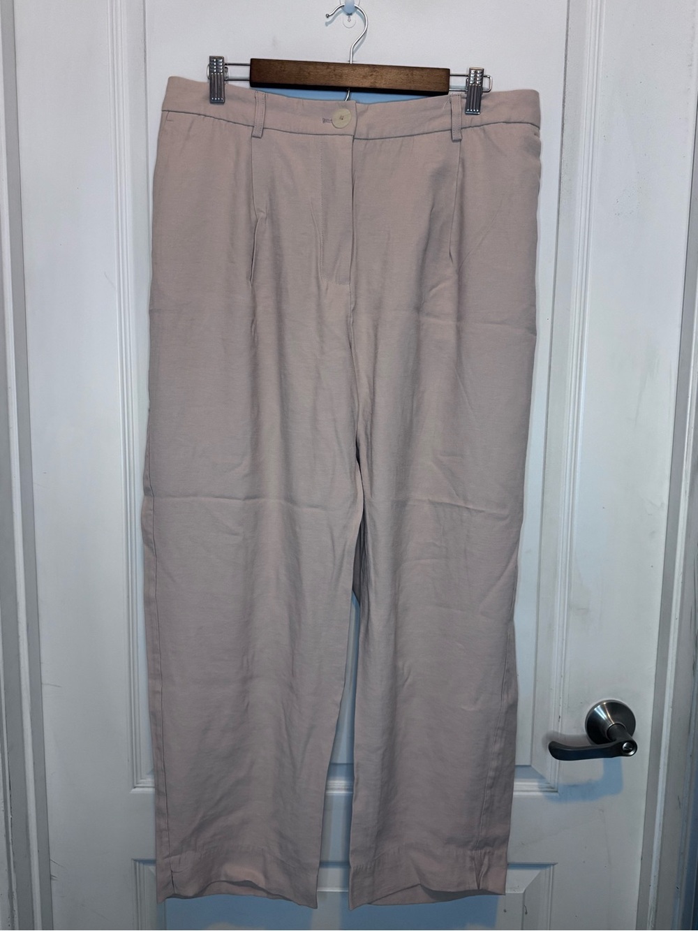 Mango Wide-Leg Trousers in Light Beige